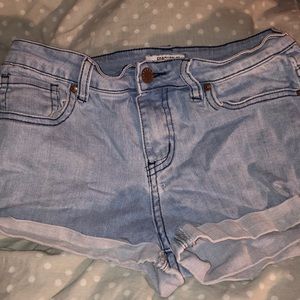 Light wash jean shorts